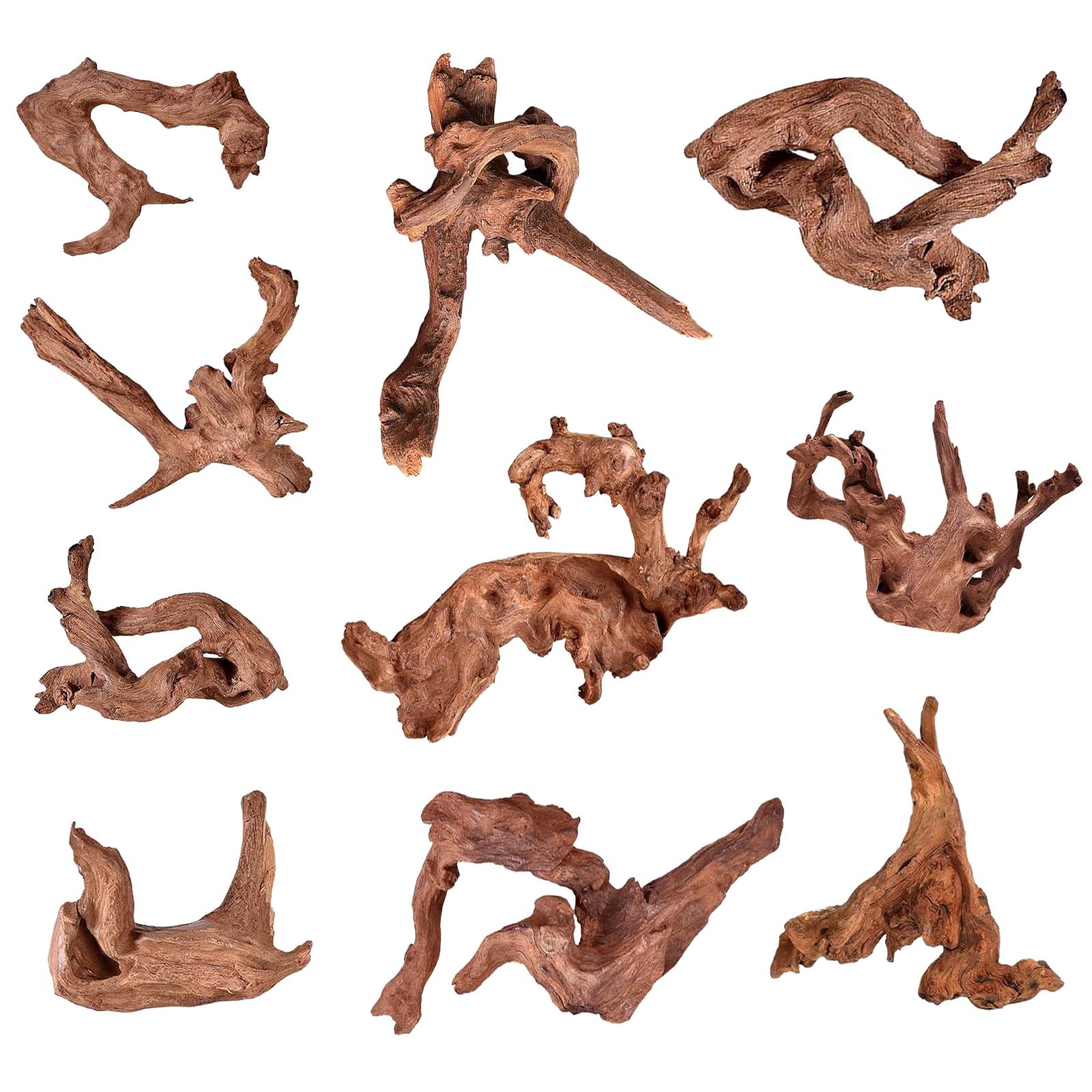 Jorewood Natural Small Aquarium Driftwood for Fish Tanks & Reptile Terrariums – 100% Safe Fish Tank Decorations, Unique Twisted Branches 5-Piece 4-8 Inch Low Tannin, Easy to Sink