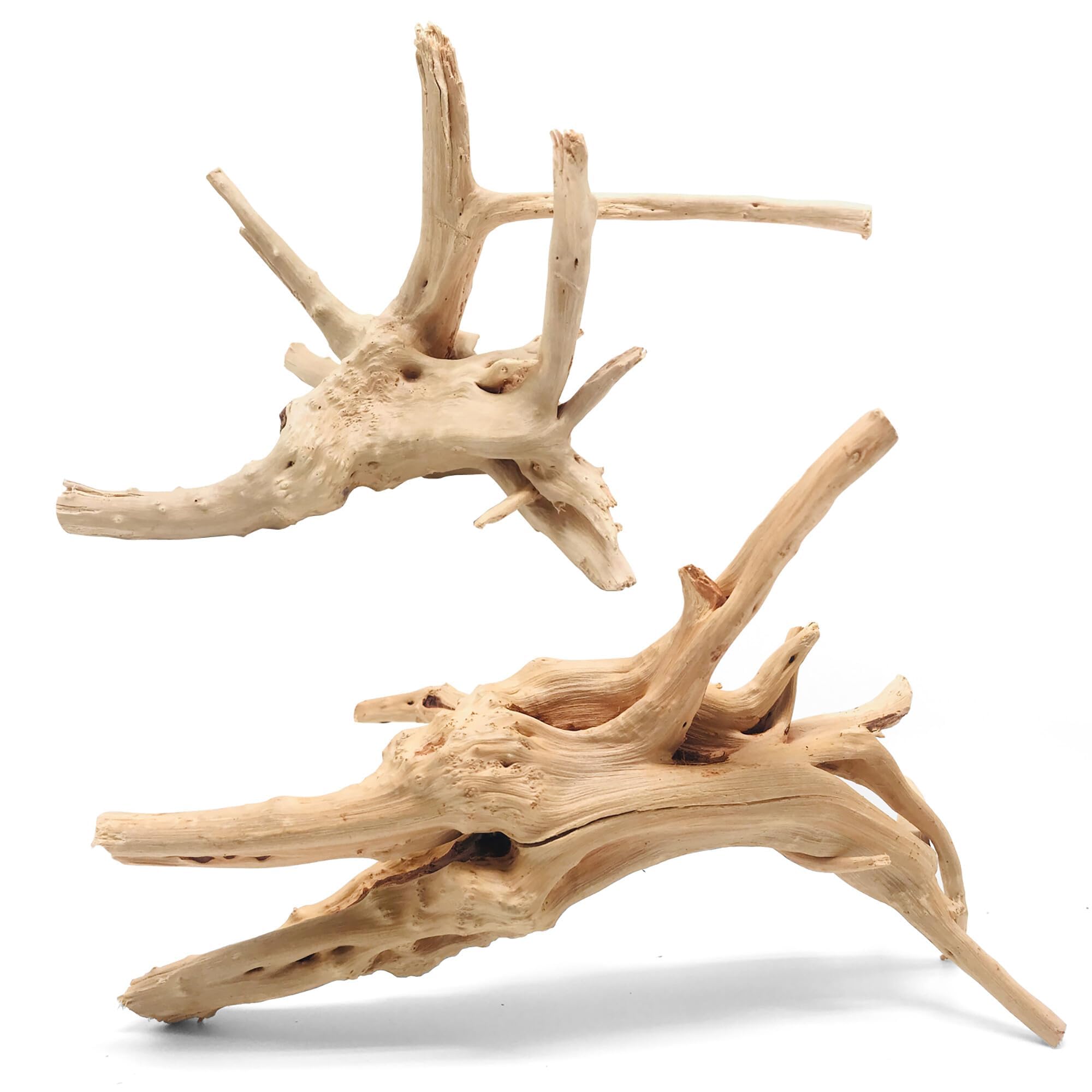 WDEFUN Natural Driftwood for Aquarium Decor, 2-Piece 10''-14'' Large Driftwood for Decorations on Fish Tank, Reptiles Bearded Dragon Accessories or Air Plants