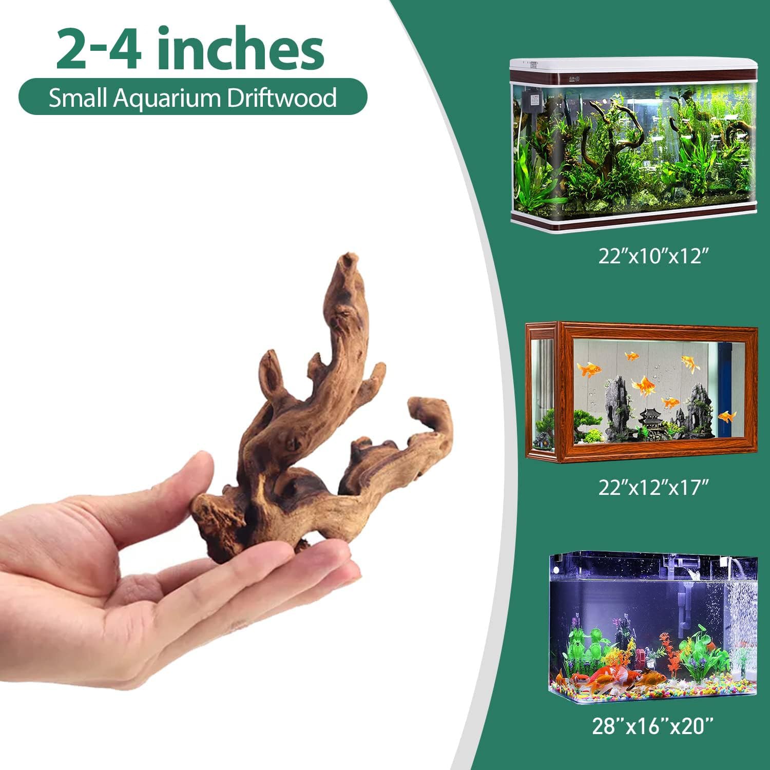 WDEFUN Natural Driftwood for Aquarium Decor, 2-Piece 10''-14'' Large Driftwood for Decorations on Fish Tank, Reptiles Bearded Dragon Accessories or Air Plants