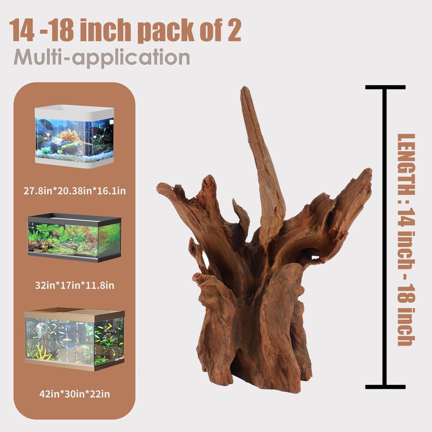 Jorewood Natural Small Aquarium Driftwood for Fish Tanks & Reptile Terrariums – 100% Safe Fish Tank Decorations, Unique Twisted Branches 5-Piece 4-8 Inch Low Tannin, Easy to Sink