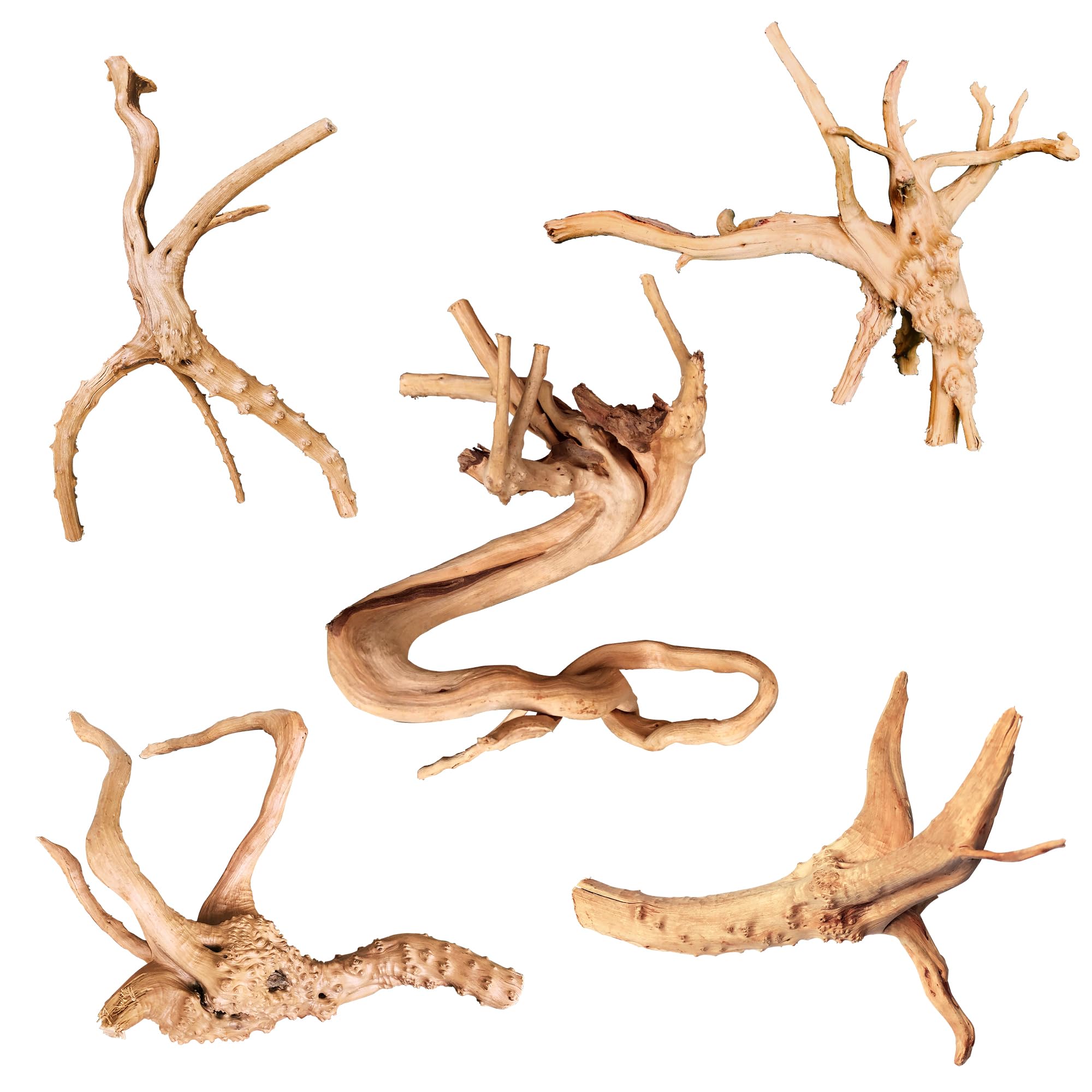 majoywoo Natural Coral Driftwood for Aquarium Decor Fish Tank Decorations, Assorted Driftwood Branch 6-10" 3 Pcs, Reptile Decor…