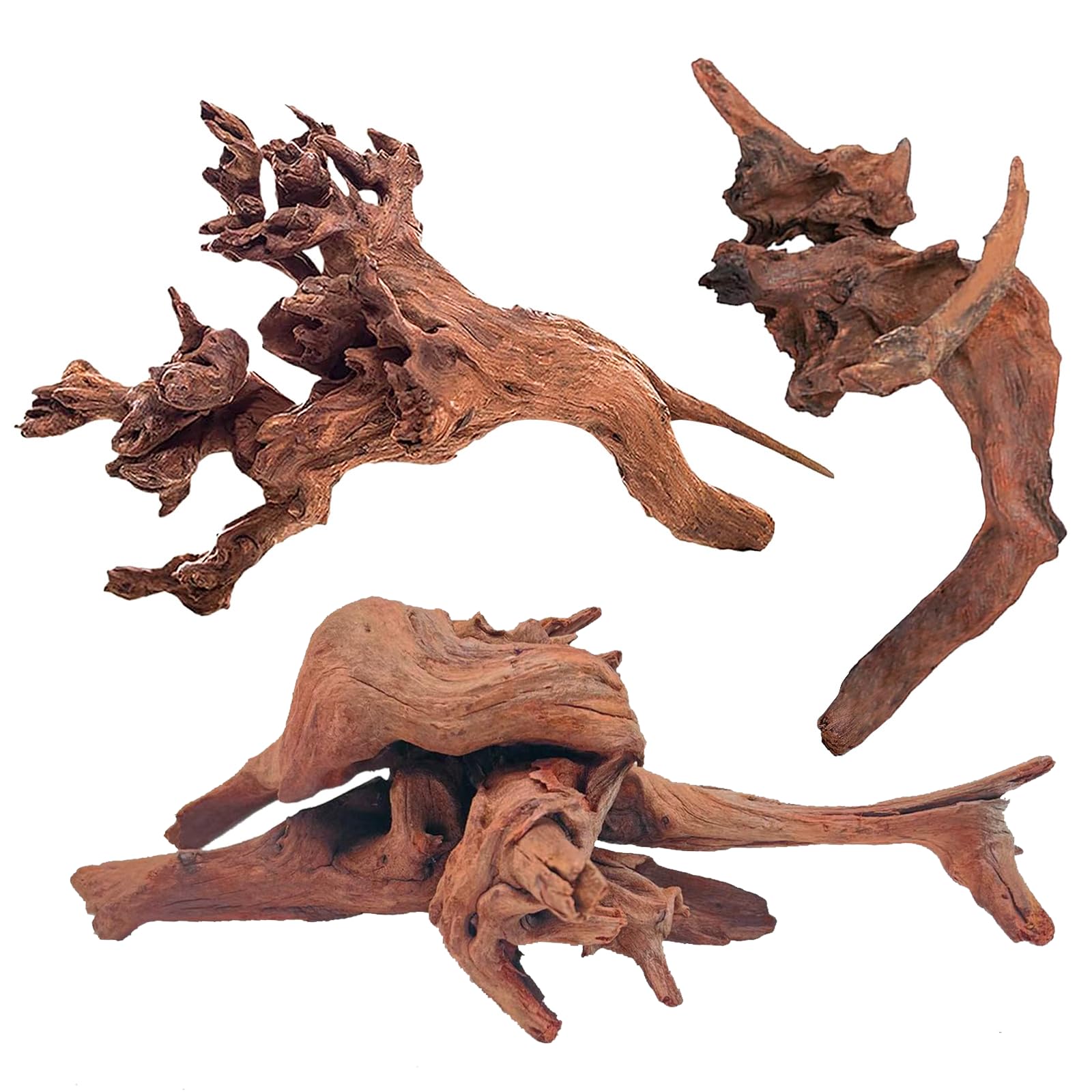WDEFUN Natural Driftwood for Aquarium Decor, 2-Piece 10''-14'' Large Driftwood for Decorations on Fish Tank, Reptiles Bearded Dragon Accessories or Air Plants