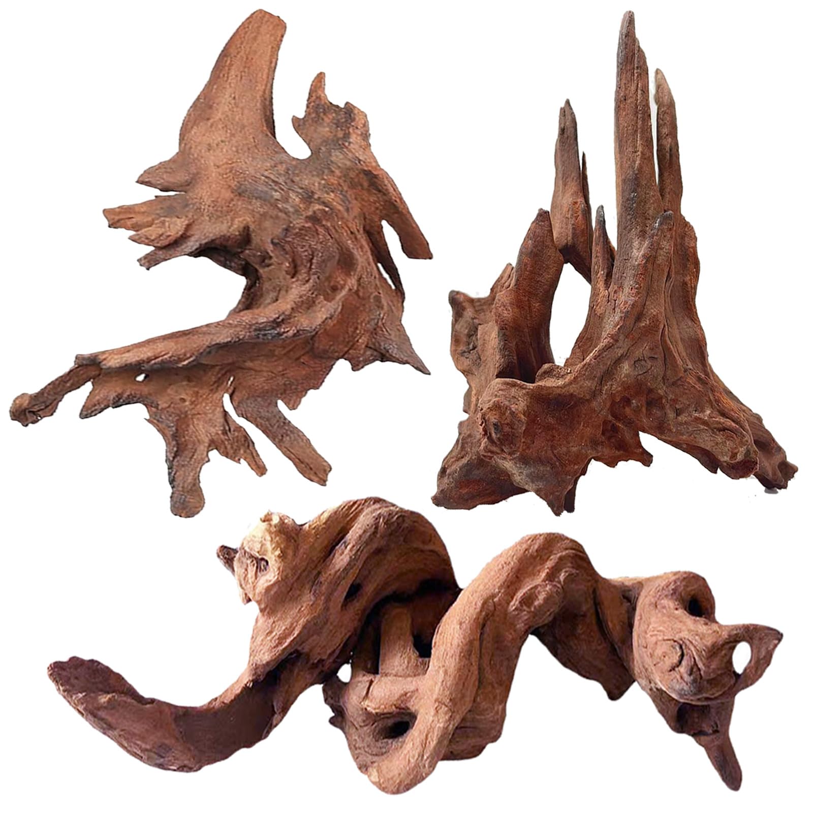 Jorewood Natural Small Aquarium Driftwood for Fish Tanks & Reptile Terrariums – 100% Safe Fish Tank Decorations, Unique Twisted Branches 5-Piece 4-8 Inch Low Tannin, Easy to Sink