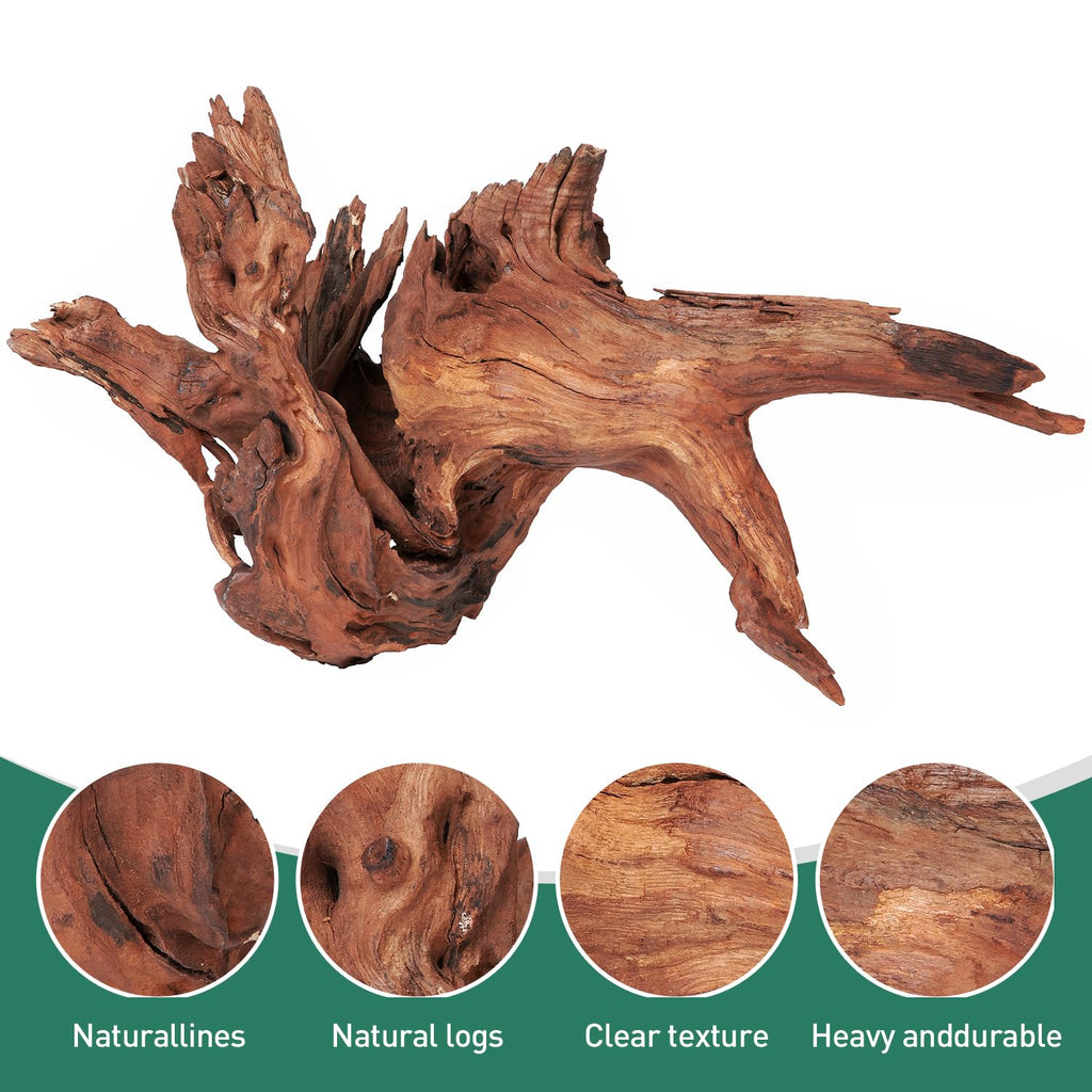 WDEFUN Natural Driftwood for Aquarium Decor, 2-Piece 10''-14'' Large Driftwood for Decorations on Fish Tank, Reptiles Bearded Dragon Accessories or Air Plants