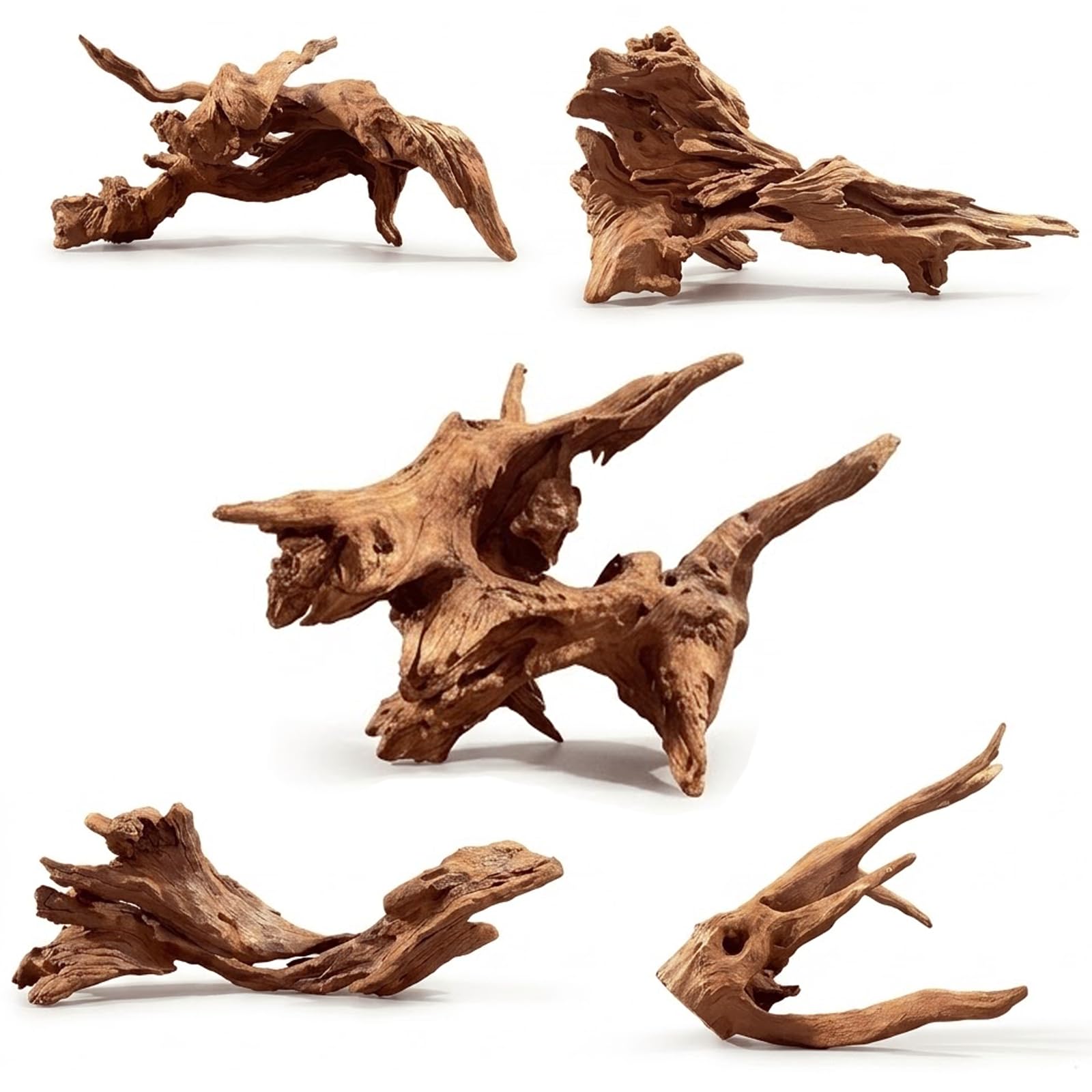 WDEFUN Natural Driftwood for Aquarium Decor, 2-Piece 10''-14'' Large Driftwood for Decorations on Fish Tank, Reptiles Bearded Dragon Accessories or Air Plants