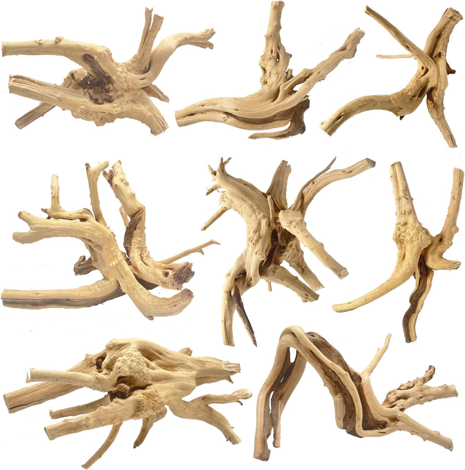 Jorewood Natural Small Aquarium Driftwood for Fish Tanks & Reptile Terrariums – 100% Safe Fish Tank Decorations, Unique Twisted Branches 5-Piece 4-8 Inch Low Tannin, Easy to Sink