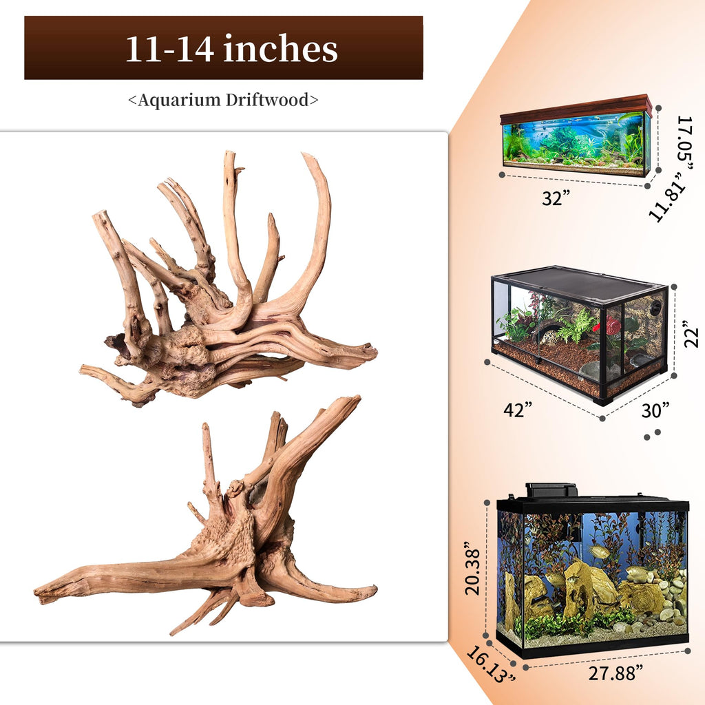 majoywoo Natural Coral Driftwood for Aquarium Decor Fish Tank Decorations, Assorted Driftwood Branch 6-10" 3 Pcs, Reptile Decor…