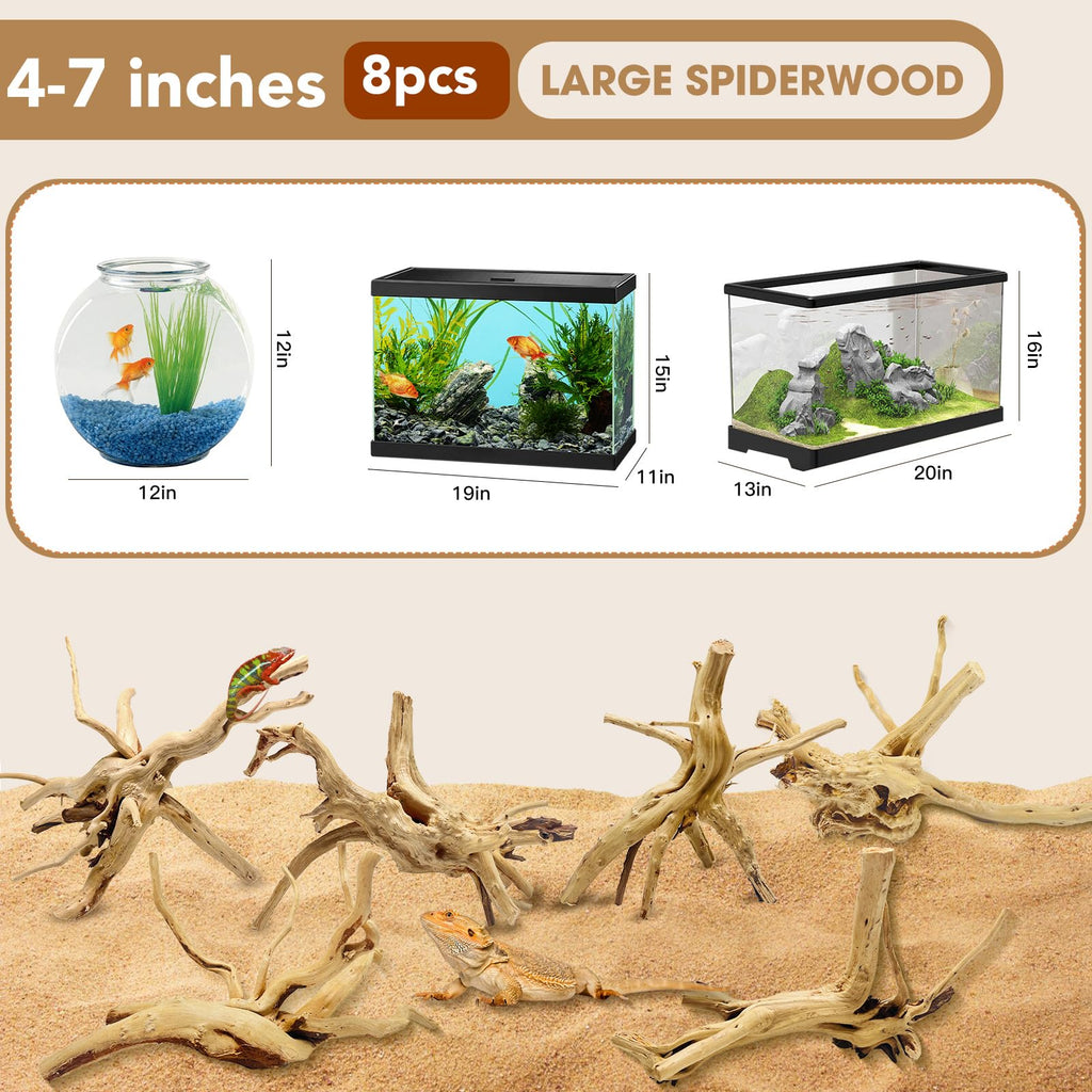 Jorewood Natural Small Aquarium Driftwood for Fish Tanks & Reptile Terrariums – 100% Safe Fish Tank Decorations, Unique Twisted Branches 5-Piece 4-8 Inch Low Tannin, Easy to Sink