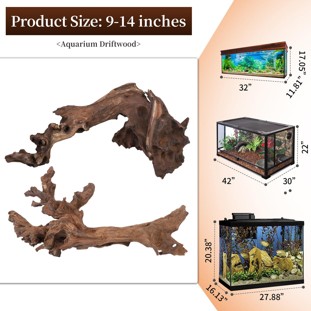 majoywoo Natural Coral Driftwood for Aquarium Decor Fish Tank Decorations, Assorted Driftwood Branch 6-10" 3 Pcs, Reptile Decor…