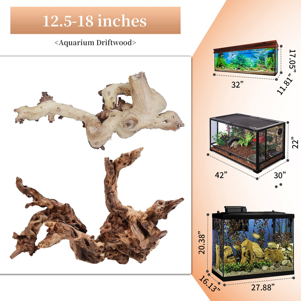 majoywoo Natural Coral Driftwood for Aquarium Decor Fish Tank Decorations, Assorted Driftwood Branch 6-10" 3 Pcs, Reptile Decor…