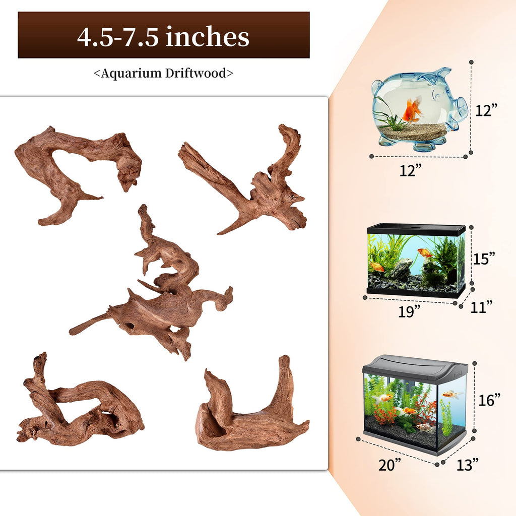 majoywoo Natural Coral Driftwood for Aquarium Decor Fish Tank Decorations, Assorted Driftwood Branch 6-10" 3 Pcs, Reptile Decor…