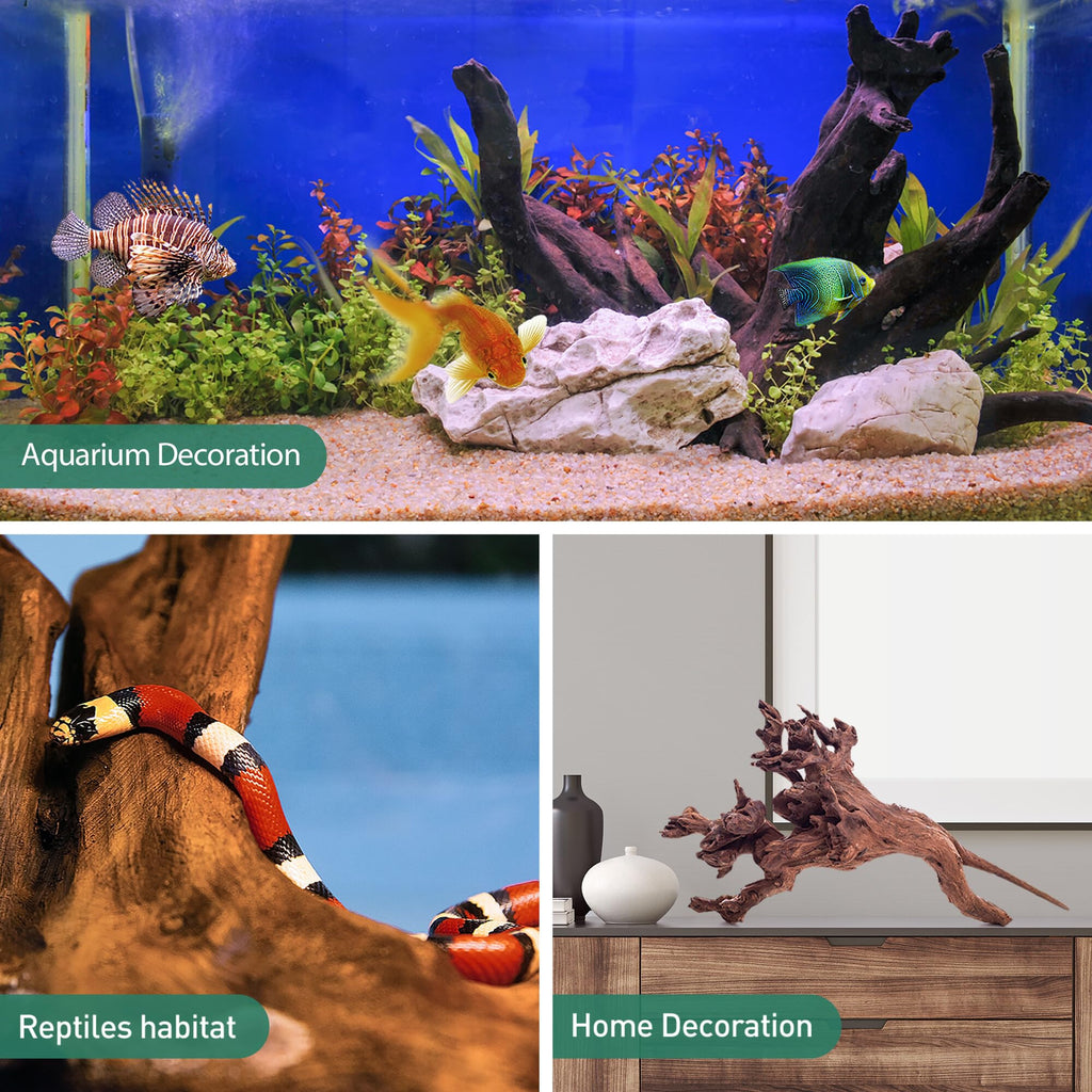 WDEFUN Natural Driftwood for Aquarium Decor, 2-Piece 10''-14'' Large Driftwood for Decorations on Fish Tank, Reptiles Bearded Dragon Accessories or Air Plants