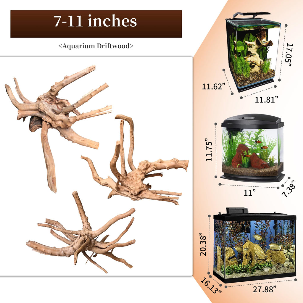 majoywoo Natural Coral Driftwood for Aquarium Decor Fish Tank Decorations, Assorted Driftwood Branch 6-10" 3 Pcs, Reptile Decor…