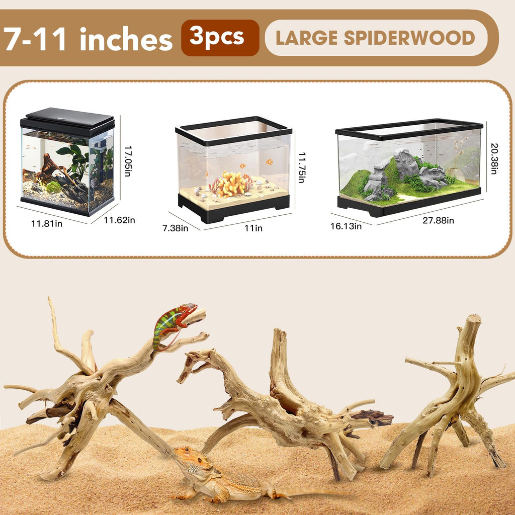 Jorewood Natural Small Aquarium Driftwood for Fish Tanks & Reptile Terrariums – 100% Safe Fish Tank Decorations, Unique Twisted Branches 5-Piece 4-8 Inch Low Tannin, Easy to Sink
