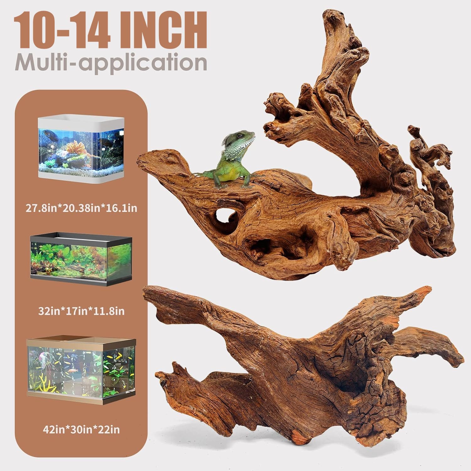 Jorewood Natural Small Aquarium Driftwood for Fish Tanks & Reptile Terrariums – 100% Safe Fish Tank Decorations, Unique Twisted Branches 5-Piece 4-8 Inch Low Tannin, Easy to Sink