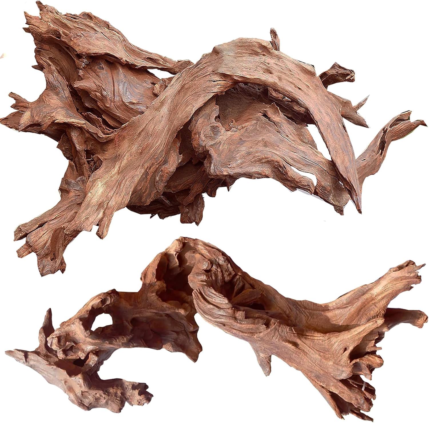 Jorewood Natural Small Aquarium Driftwood for Fish Tanks & Reptile Terrariums – 100% Safe Fish Tank Decorations, Unique Twisted Branches 5-Piece 4-8 Inch Low Tannin, Easy to Sink