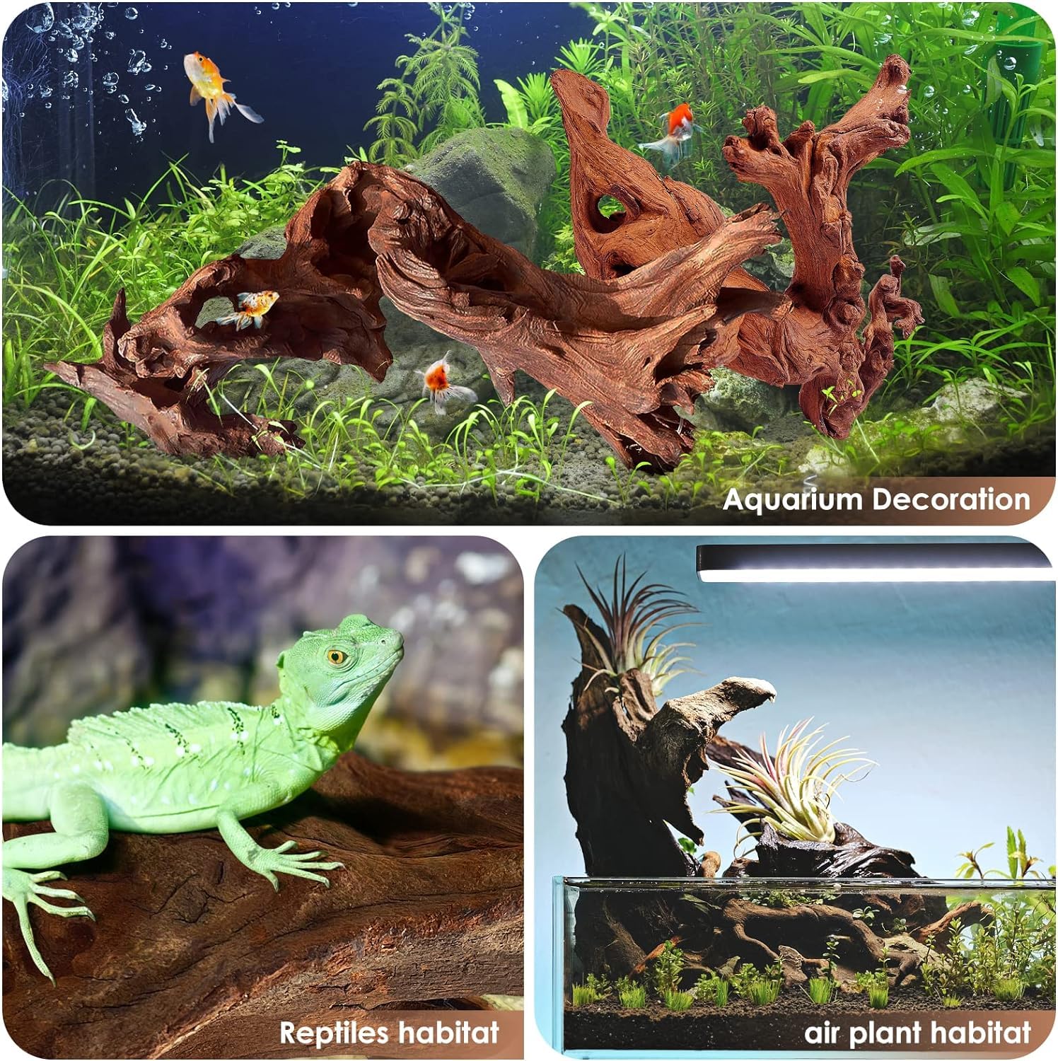 Jorewood Natural Small Aquarium Driftwood for Fish Tanks & Reptile Terrariums – 100% Safe Fish Tank Decorations, Unique Twisted Branches 5-Piece 4-8 Inch Low Tannin, Easy to Sink