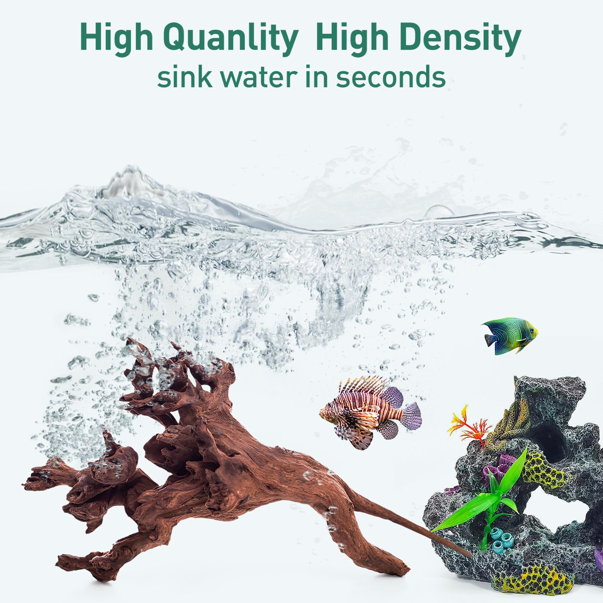 WDEFUN Natural Driftwood for Aquarium Decor, 2-Piece 10''-14'' Large Driftwood for Decorations on Fish Tank, Reptiles Bearded Dragon Accessories or Air Plants