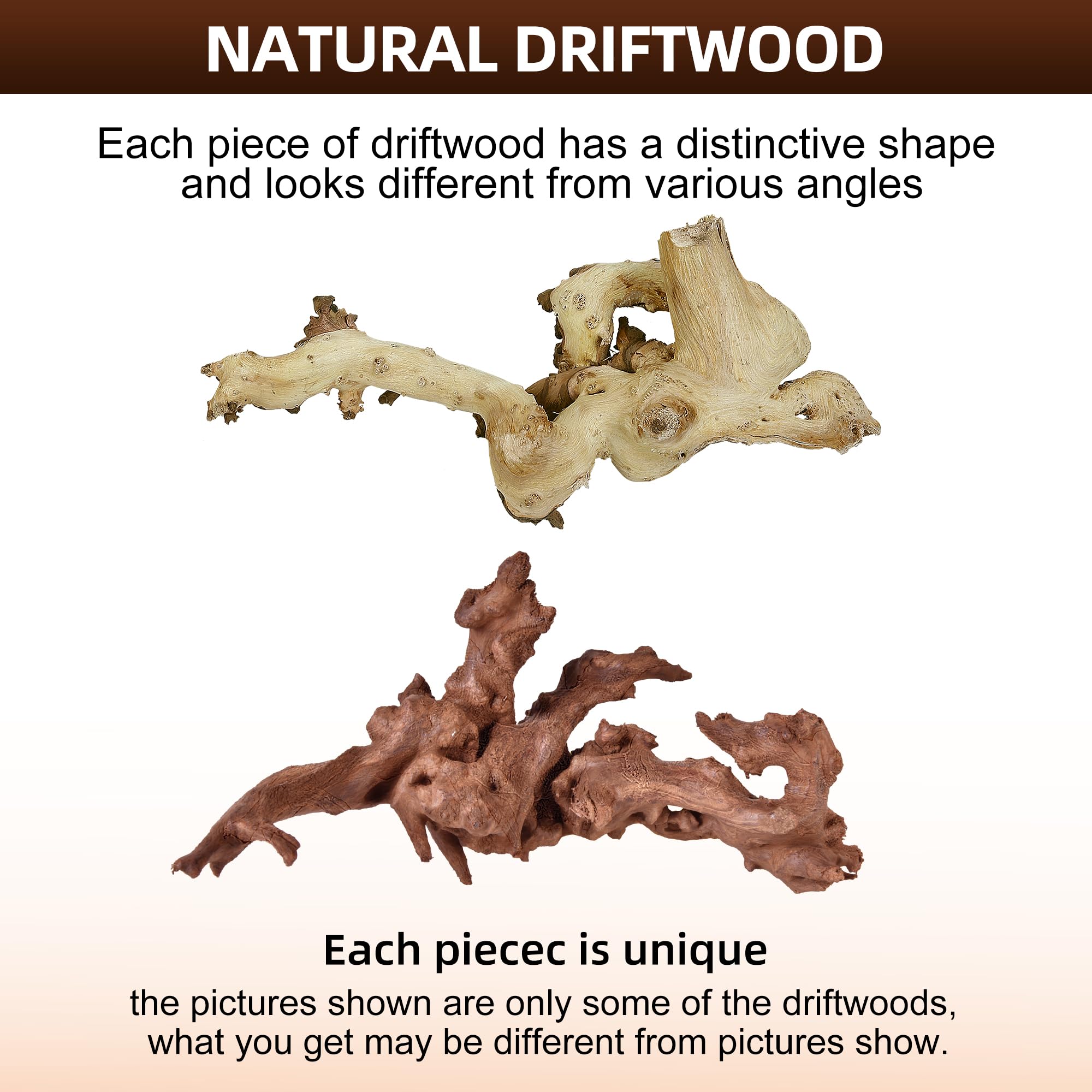 majoywoo Natural Coral Driftwood for Aquarium Decor Fish Tank Decorations, Assorted Driftwood Branch 6-10" 3 Pcs, Reptile Decor…